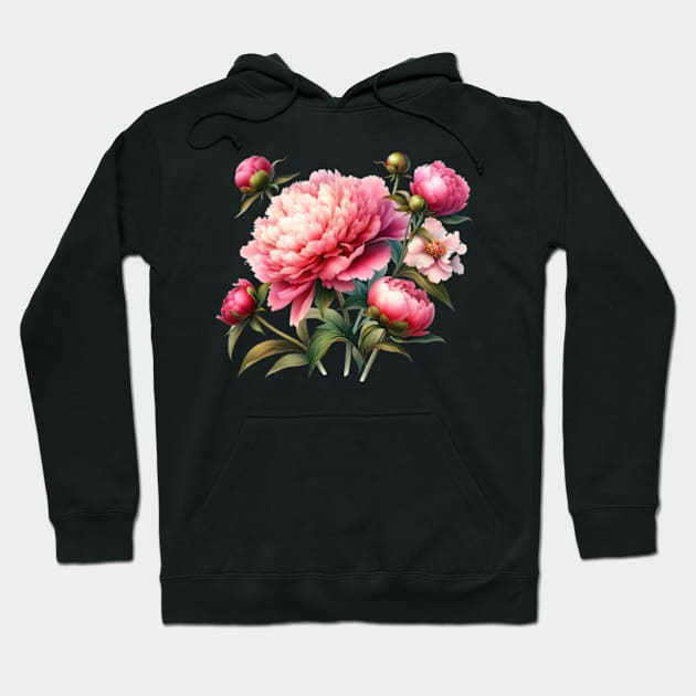 botanic watercolors, pink flowers peony flowers Hoodie by StyleTops